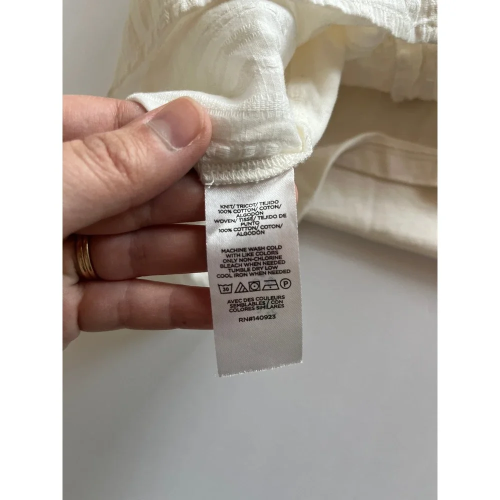 LOFT Womens Top White M Boho Cottage Coastal Vacation Minimalist - Picture 4 of 8